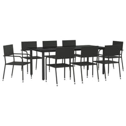 vidaXL Garden Dining Set Outdoor Dining Set Black Poly Rattan and Steel - 200 cm table length/ 8 piece