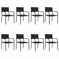 vidaXL Garden Dining Set Outdoor Dining Set Black Poly Rattan and Steel - 200 cm table length/ 8 piece