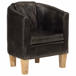 vidaXL Tub Chair Office Single Sofa Armchair Couch Lounge Chair Real Leather - grey