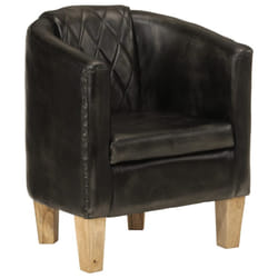 vidaXL Tub Chair Office Single Sofa Armchair Couch Lounge Chair Real Leather - grey
