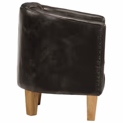vidaXL Tub Chair Office Single Sofa Armchair Couch Lounge Chair Real Leather - grey
