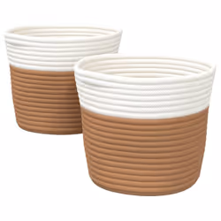vidaXL Storage Baskets Laundry Washing Basket Laundry Hamper 2 pcs Cotton - brown