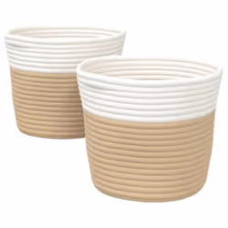 vidaXL Storage Baskets Laundry Washing Basket Laundry Hamper 2 pcs Cotton - beige