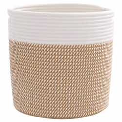 vidaXL Storage Baskets Washing Bin Laundry Basket 2 pcs Brown and White Cotton - Additional view 4