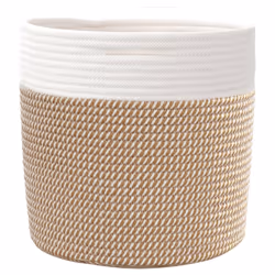 vidaXL Storage Baskets Washing Bin Laundry Basket 2 pcs Brown and White Cotton - Additional view 5