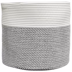 vidaXL Storage Basket Laundry Basket Washing Basket Grey and White Cotton