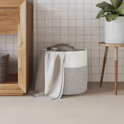 vidaXL Storage Basket Laundry Basket Washing Basket Grey and White Cotton