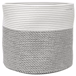 vidaXL Storage Basket Laundry Basket Washing Basket Grey and White Cotton - Additional view 4