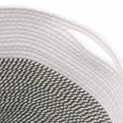 vidaXL Storage Basket Laundry Basket Washing Basket Grey and White Cotton - Additional view 5