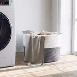 vidaXL Laundry Basket Laundry Hamper Bin Laundry Sorter Grey and White Cotton