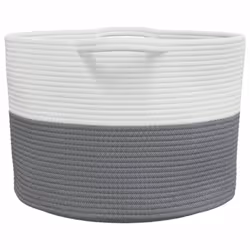 vidaXL Laundry Basket Laundry Hamper Bin Laundry Sorter Grey and White Cotton - Additional view 4