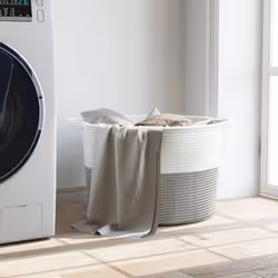 vidaXL Laundry Basket Laundry Hamper Bin Laundry Sorter Grey and White Cotton
