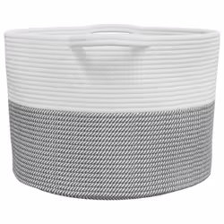 vidaXL Laundry Basket Laundry Hamper Bin Laundry Sorter Grey and White Cotton - Additional view 4