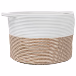 vidaXL Laundry Basket Laundry Hamper Bin Laundry Sorter Brown and White Cotton