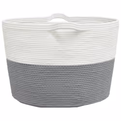 vidaXL Laundry Basket Laundry Hamper Bin Laundry Sorter Grey and White Cotton - Additional view 4