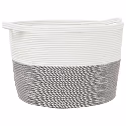 vidaXL Laundry Basket Laundry Hamper Bin Laundry Sorter Grey and White Cotton