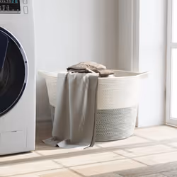 vidaXL Laundry Basket Laundry Hamper Bin Laundry Sorter Grey and White Cotton