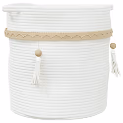 vidaXL Storage Basket Laundry Basket Laundry Bin Washing Basket White Cotton