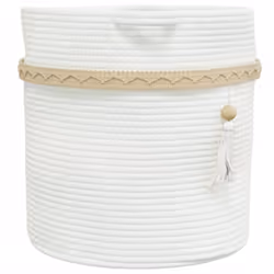 vidaXL Storage Basket Laundry Basket Laundry Bin Washing Basket White Cotton - Additional view 4