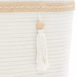 vidaXL Storage Basket Laundry Basket Laundry Bin Washing Basket White Cotton - Additional view 6