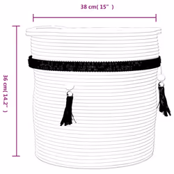 vidaXL Storage Basket Laundry Basket Laundry Bin Washing Basket White Cotton - Additional view 8