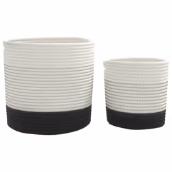 vidaXL Storage Baskets Washing Bin Laundry Basket 2 pcs White and Black Cotton - Additional view 4