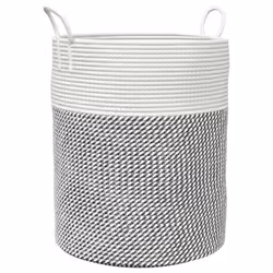 vidaXL Storage Basket Laundry Basket Washing Basket Laundry Hamper Cotton - grey, 38 x 46 cm