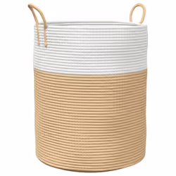 vidaXL Storage Basket Laundry Basket Washing Basket Laundry Hamper Cotton - beige, 38 x 46 cm