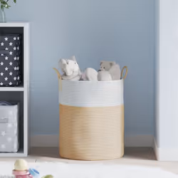 vidaXL Storage Basket Laundry Basket Washing Basket Laundry Hamper Cotton - beige, 38 x 46 cm