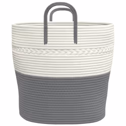 vidaXL Storage Basket Laundry Basket Washing Basket Laundry Hamper Cotton - grey, 43 x 38 cm - Additional view 4