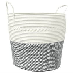 vidaXL Storage Basket Laundry Basket Washing Basket Laundry Hamper Cotton - grey and white, 43 x 38 cm