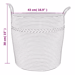 vidaXL Storage Basket Laundry Basket Washing Basket Laundry Hamper Cotton - grey and white, 43 x 38 cm