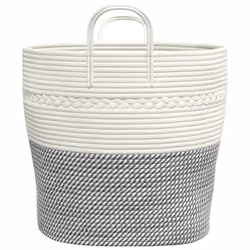 vidaXL Storage Basket Laundry Basket Washing Basket Laundry Hamper Cotton - grey and white, 43 x 38 cm - Additional view 4