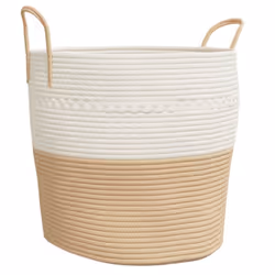 vidaXL Storage Basket Laundry Basket Washing Basket Laundry Hamper Cotton - beige, 43 x 38 cm