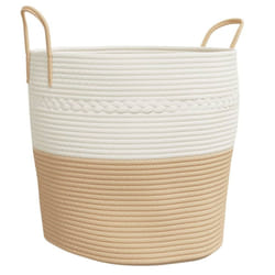 vidaXL Storage Basket Laundry Basket Washing Basket Laundry Hamper Cotton - beige, 43 x 38 cm