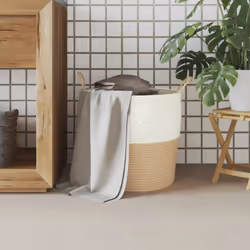 vidaXL Storage Basket Laundry Basket Washing Basket Laundry Hamper Cotton - beige, 43 x 38 cm