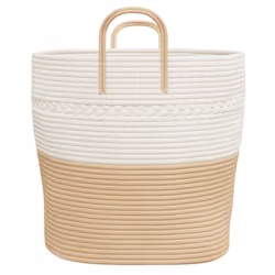 vidaXL Storage Basket Laundry Basket Washing Basket Laundry Hamper Cotton - beige, 43 x 38 cm - Additional view 4