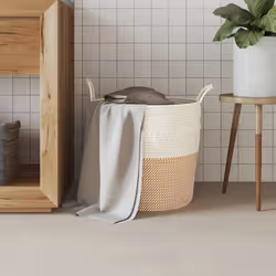vidaXL Storage Basket Laundry Basket Washing Basket Laundry Hamper Cotton - brown, 43 x 38 cm