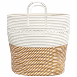 vidaXL Storage Basket Laundry Basket Washing Basket Laundry Hamper Cotton - brown, 43 x 38 cm - Additional view 4