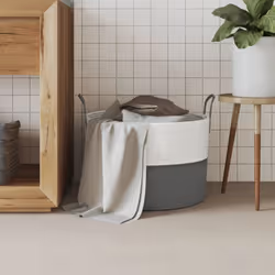 vidaXL Storage Basket Laundry Basket Washing Basket Laundry Hamper Cotton - grey, 51 x 33 cm