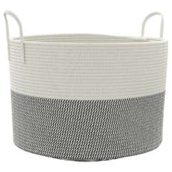 vidaXL Storage Basket Laundry Basket Washing Basket Laundry Hamper Cotton - grey and white, 51 x 33 cm