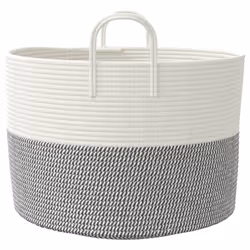 vidaXL Storage Basket Laundry Basket Washing Basket Laundry Hamper Cotton - grey and white, 51 x 33 cm - Additional view 4