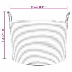 vidaXL Storage Basket Laundry Basket Washing Basket Laundry Hamper Cotton - grey and white, 51 x 33 cm - Additional view 8