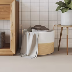 vidaXL Storage Basket Laundry Basket Washing Basket Laundry Hamper Cotton - beige, 51 x 33 cm