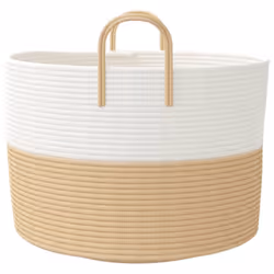 vidaXL Storage Basket Laundry Basket Washing Basket Laundry Hamper Cotton - beige, 51 x 33 cm - Additional view 4