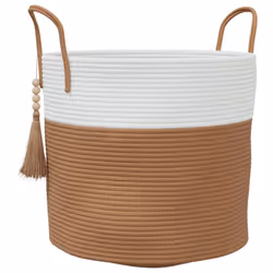vidaXL Storage Basket Laundry Basket Washing Basket Laundry Hamper Cotton - brown and white