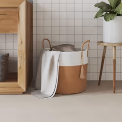 vidaXL Storage Basket Laundry Basket Washing Basket Laundry Hamper Cotton - brown and white