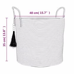 vidaXL Storage Basket Laundry Basket Washing Basket Laundry Hamper Cotton - brown and white