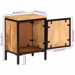 vidaXL Bed Cabinet Nightstand End Table Side Cabinet Solid Rough Wood Mango