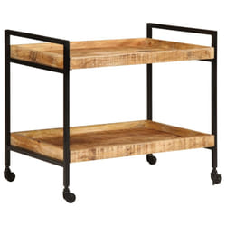 vidaXL Kitchen Trolley Rolling Cart Tea Storage Cart Solid Rough Wood Mango
